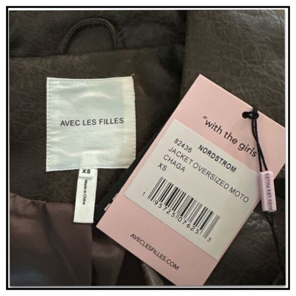 NWT Avec Les Filles Faux Leather Quilted Moto Biker Jacket - Picture 6 of 16